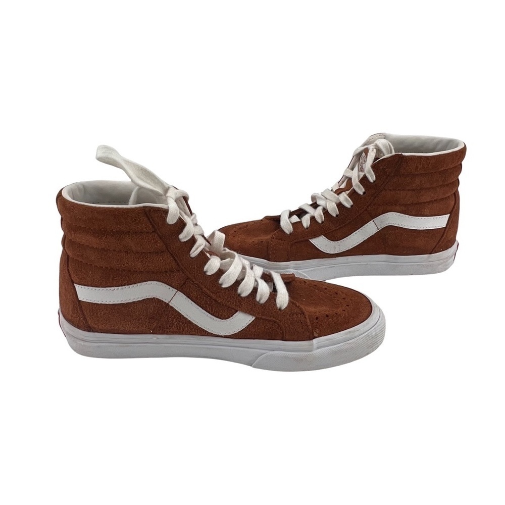 Vans Brown Suede Sk8-Hi Sneakers with White Stripe